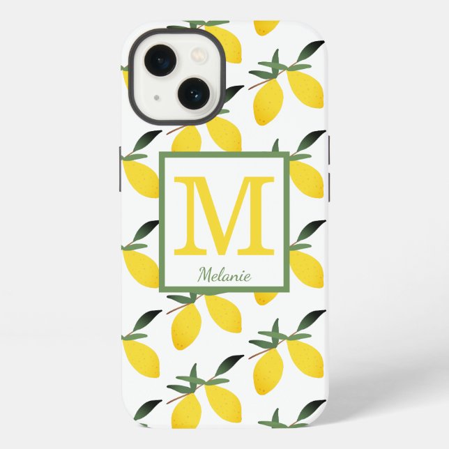  Lemon Citrus Monogram Name  iPhone Case (Back)