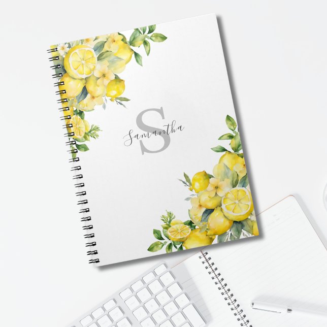 Lemon Citrus Monogram  Notebook (Creator Uploaded)