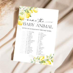 Lemon Citrus Name the Baby Animal Baby Shower Game