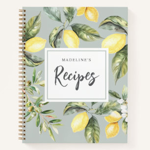 Lemon Citrus Nature Rustic Personalized Recipe Notebook