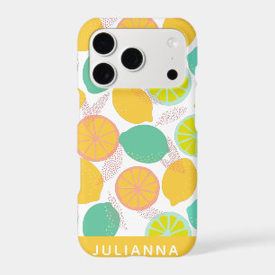Lemon Citrus Pattern in Teal Yellow Personalized