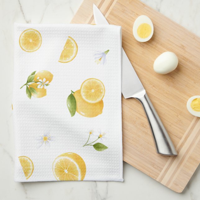 Lemon Citrus Pattern Kitchen Towel (Quarter Fold)