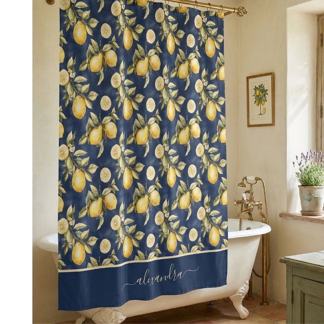 Lemon Citrus Pattern Monogram Name  (Creator Uploaded)