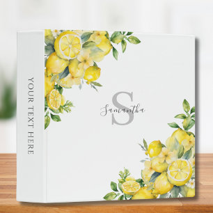 Lemon Citrus Personalized  3 Ring Binder