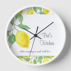 Lemon Citrus Personalized Kitchen Wall Clock