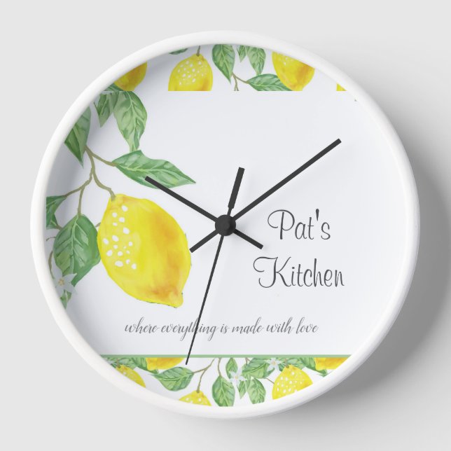 Lemon Citrus Personalized Kitchen Wall Clock (Front)