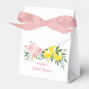 Lemon Citrus Pink Floral Bridal Shower Favor Box