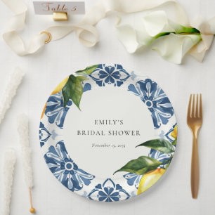 Lemon Citrus Positano Italian Bridal Shower Paper Plate