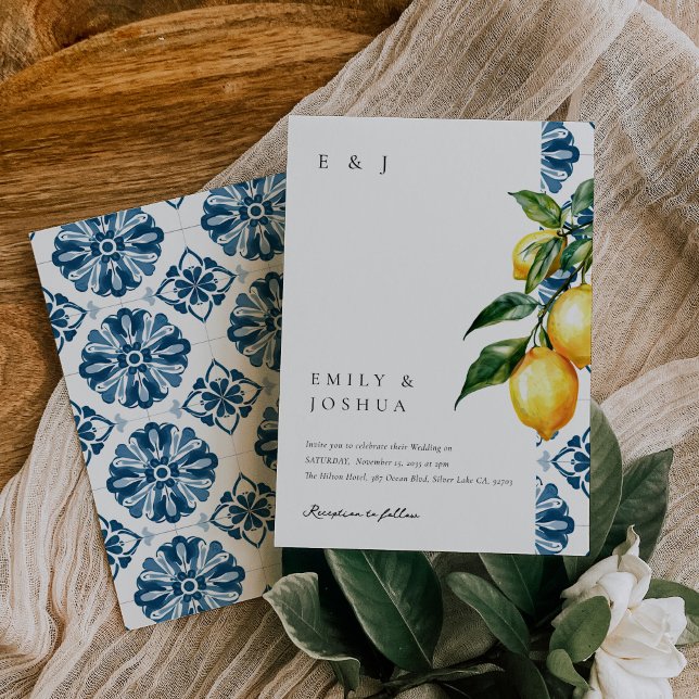 Lemon Citrus Positano Italian Wedding Invitation (Creator Uploaded)