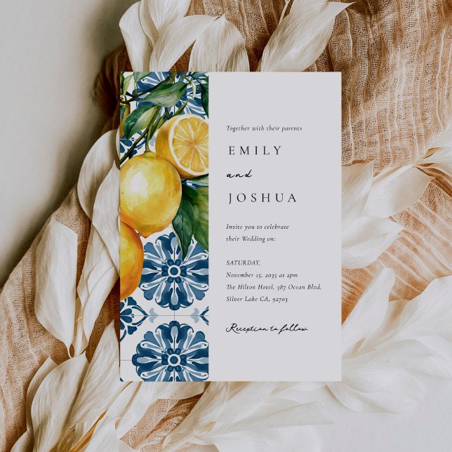 Lemon Citrus Positano Italian Wedding Invitation (Creator Uploaded)