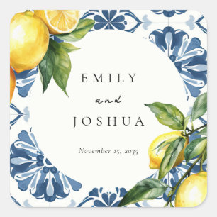 Lemon Citrus Positano Italian Wedding Square Sticker