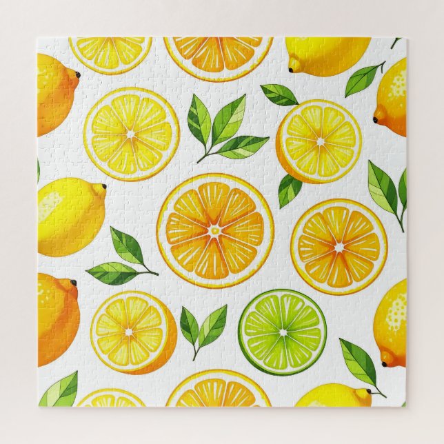 Lemon Citrus Slice Pattern Jigsaw Puzzle (Vertical)
