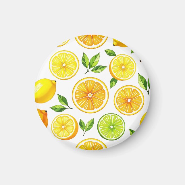 Lemon Citrus Slice Pattern Magnet (Front)