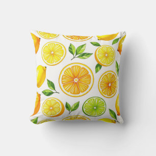 Lemon Citrus Slice Pattern Throw Pillow
