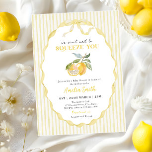 Lemon Citrus Stripes Baby Shower Invitation
