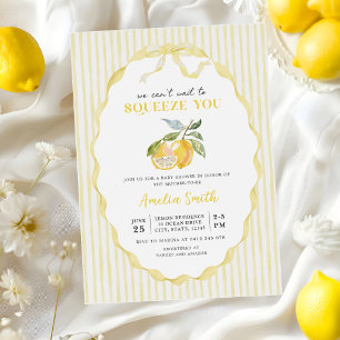 Lemon Citrus Stripes Baby Shower Invitation