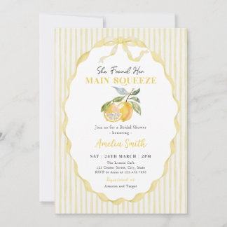 Lemon Citrus Stripes Bridal Shower Invitation