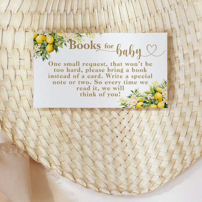 Lemon Citrus Summer Book request Baby Shower Enclosure Card (Creator Uploaded)