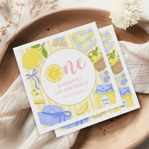 Lemon Citrus Summer Lemonade 1st Birthday Party Napkin