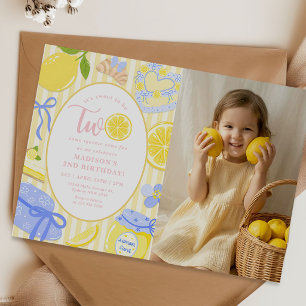 Lemon Citrus Summer Lemonade 2nd Birthday Photo Invitation