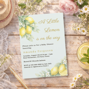 Lemon citrus summer sage green Baby Shower Invitation