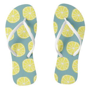 Lemon Citrus Summer Tropical Fruit Yellow Green Flip Flops