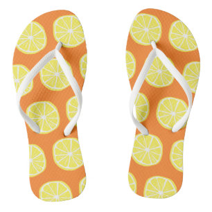 Lemon Citrus Summer Tropical Fruit Yellow Orange Flip Flops