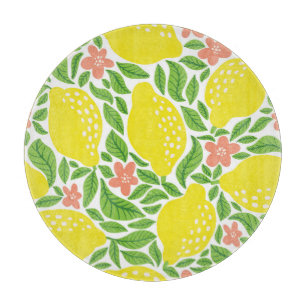 Lemon Citrus Summer Vintage Pattern Cutting Board