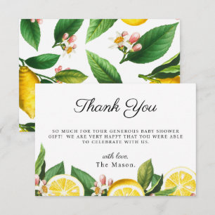 Lemon Citrus Thank You Summer Baby Shower Card
