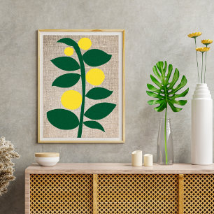 Lemon Citrus Tree II Branch Yellow Green Abstract  Poster