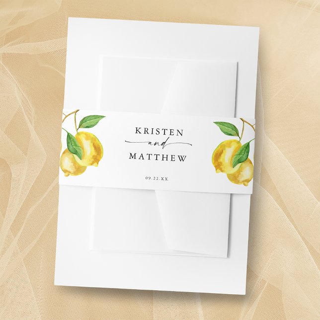 Lemon Citrus Watercolor Wedding Invitation Belly Band (Introducing the Lemon Citrus Watercolor Wedding Belly Band - a refreshing fusion of art and romance.)