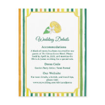 Lemon Citrus Wedding Details Enclosure Card