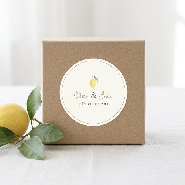 Lemon Citrus Wedding Envelope Seal Name & Date (Lemon Citrus Wedding Envelope Seal Name & Date)