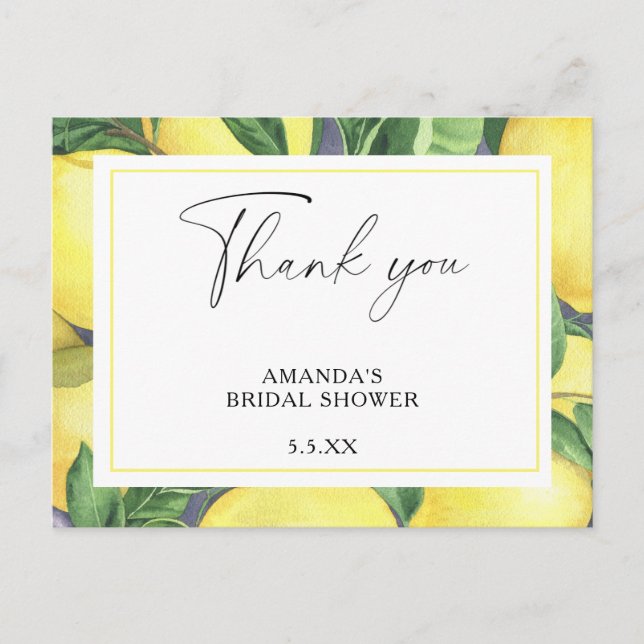 Lemon Citrus - Wedding Thank You Card (Front)