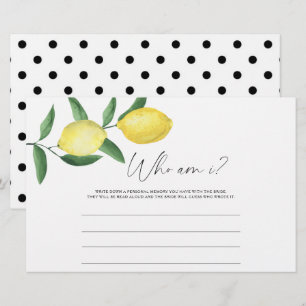 Lemon Citrus - Who am I bridal shower game Stationery