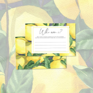 Lemon Citrus - Who am I bridal shower game Stationery