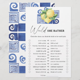 Lemon Citrus - Would she rather bridal shower game