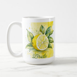 Lemon Citrus Yellow Fruit Pretty Watercolor Bride Coffee Mug
