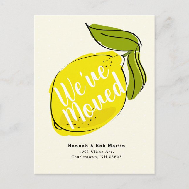 Lemon Citrus Yellow Moving Announcement Postcard (Front)