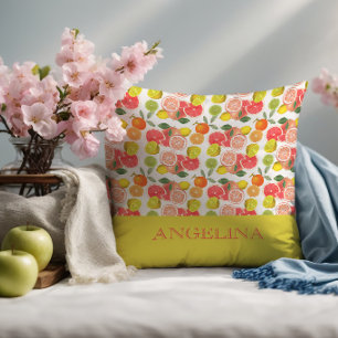 Lemon citrus yellow Pattern Throw Pillow