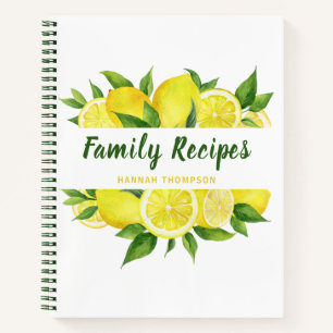 Lemon Cookbook Organizing Favourite Family Recipes Notebook