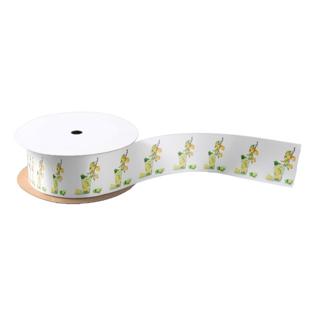Lemon Cool Drink Party Ribbon Customizable Satin Ribbon (Spool)