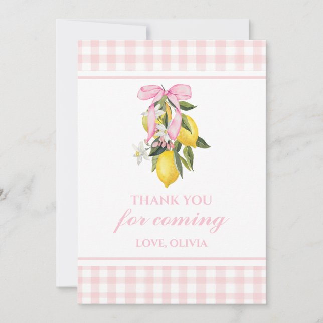Lemon Coquette Birthday thank you favour tag Invitation (Front)