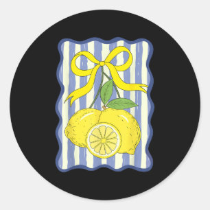 Lemon Coquette Bow Summer Vacation Hawaii Beach Fa Classic Round Sticker