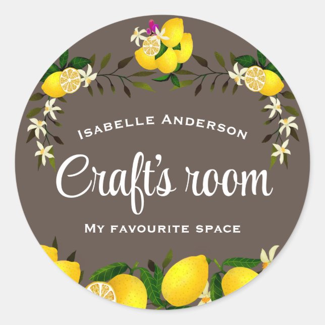 Lemon Craft Brown Classic Round Sticker (Front)