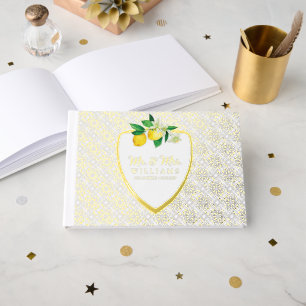Lemon Crest Mediterranean Tiles Tuscan Wedding Guest Book