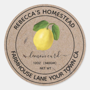 Lemon Curd Kraft Paper Canning Jar Labels