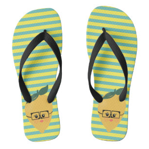 Lemon Cute Striped Pattern Flip Flops