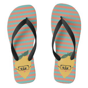Lemon Cute Striped Pattern Flip Flops