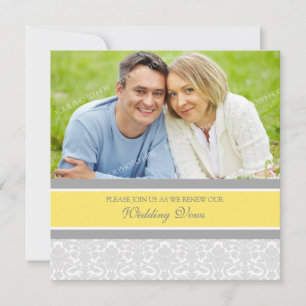 Lemon Damask Photo Mariage Vow Renewal Invitations